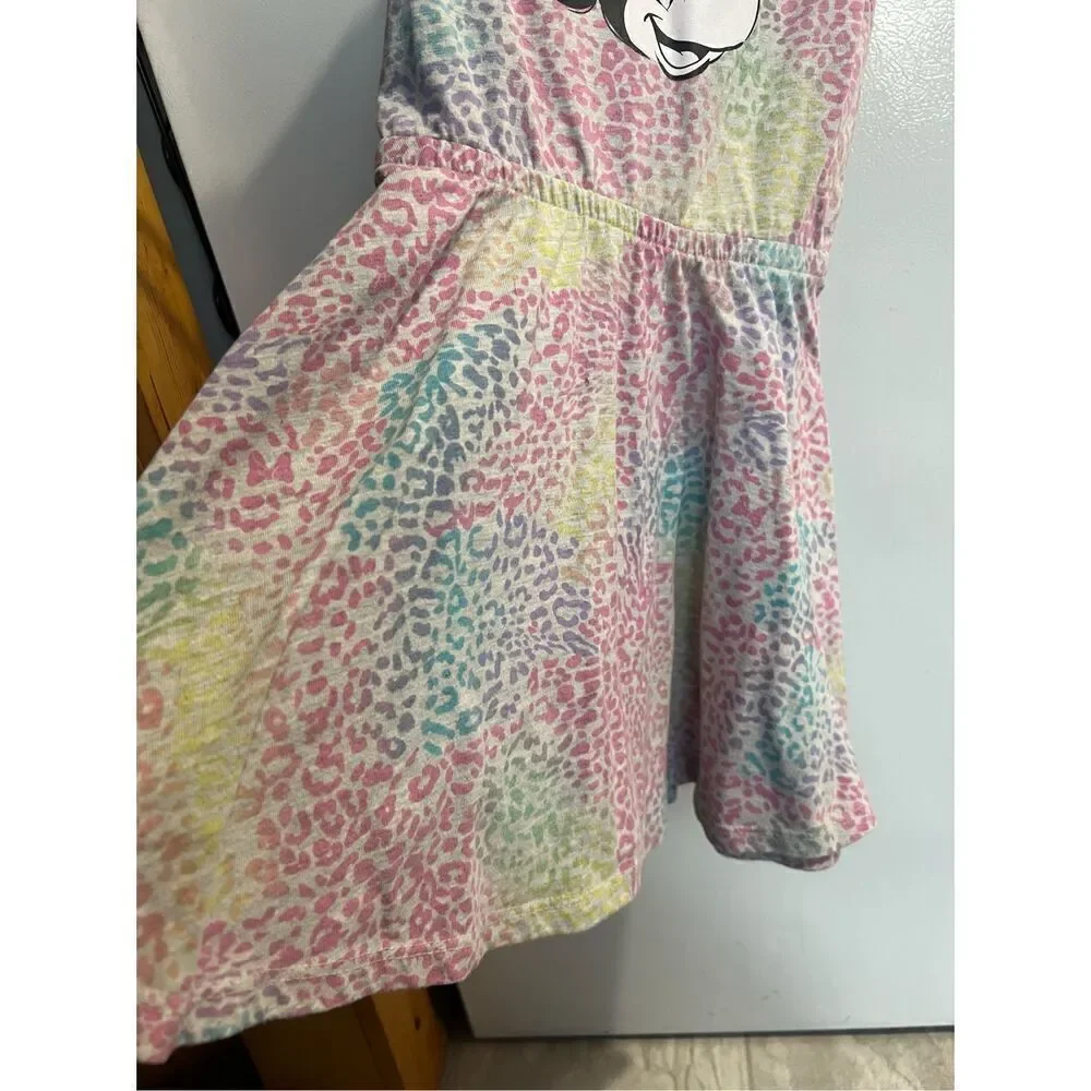 Disney Minnie Mouse Rainbow Leopard Print Girls Dress Size 5 Kids